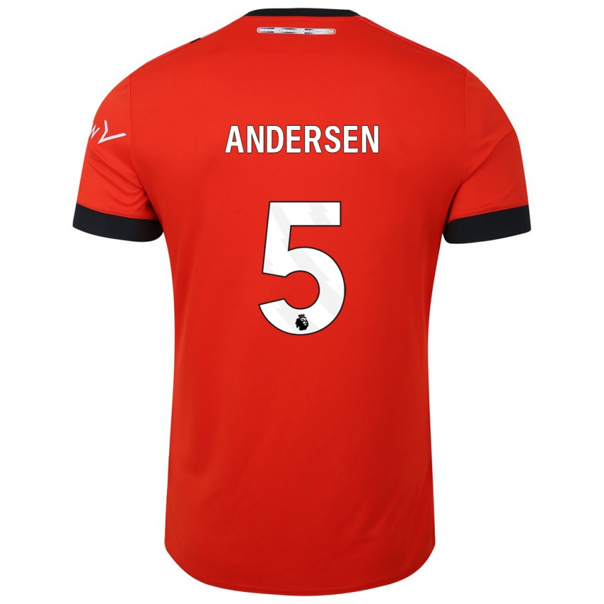 Mann Mads Andersen #5 Rød Hjemmetrøye Drakt Trøye 2023/24 Skjorter T-Skjorte