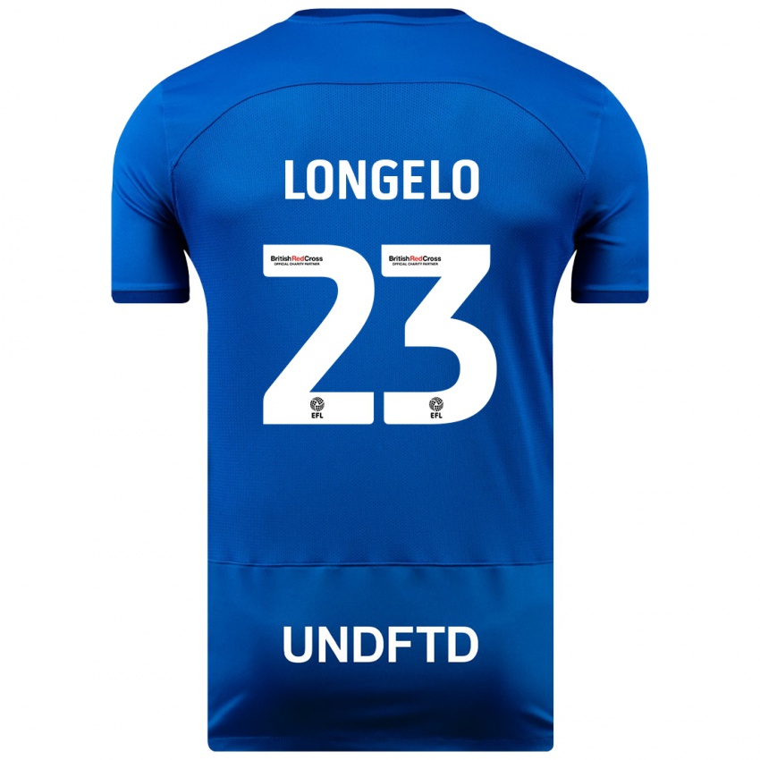 Mann Emmanuel Longelo #23 Blå Hjemmetrøye Drakt Trøye 2023/24 Skjorter T-Skjorte