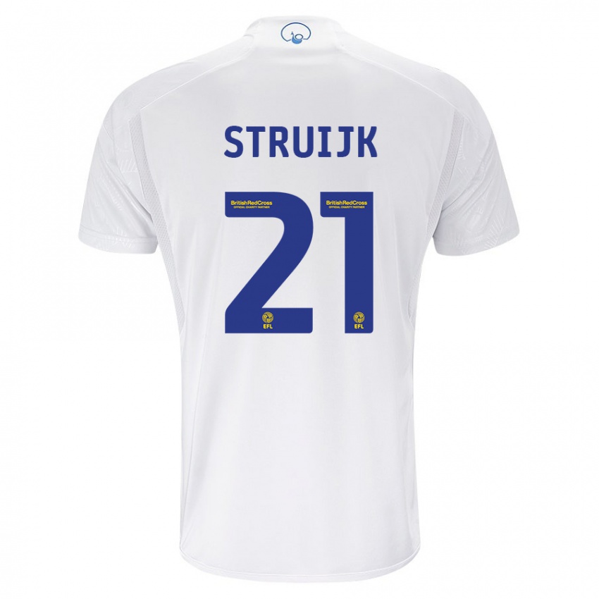 Mann Pascal Struijk #21 Hvit Hjemmetrøye Drakt Trøye 2023/24 Skjorter T-Skjorte