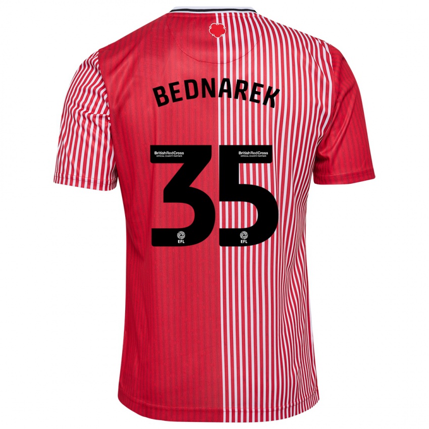 Mann Jan Bednarek #35 Rød Hjemmetrøye Drakt Trøye 2023/24 Skjorter T-Skjorte