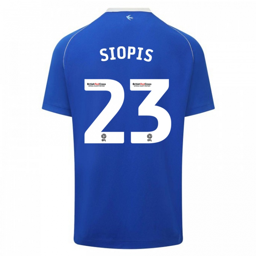 Mann Manolis Siopis #23 Blå Hjemmetrøye Drakt Trøye 2023/24 Skjorter T-Skjorte