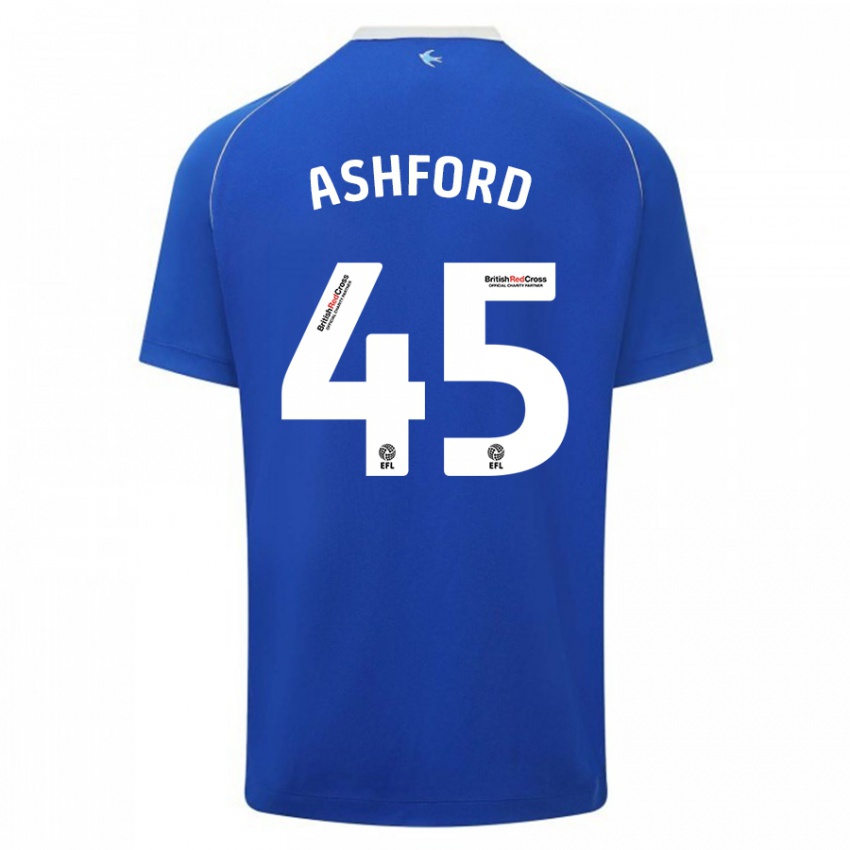 Mann Cian Ashford #45 Blå Hjemmetrøye Drakt Trøye 2023/24 Skjorter T-Skjorte