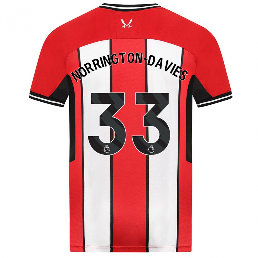 Mann Rhys Norrington-Davies #33 Rød Hjemmetrøye Drakt Trøye 2023/24 Skjorter T-Skjorte