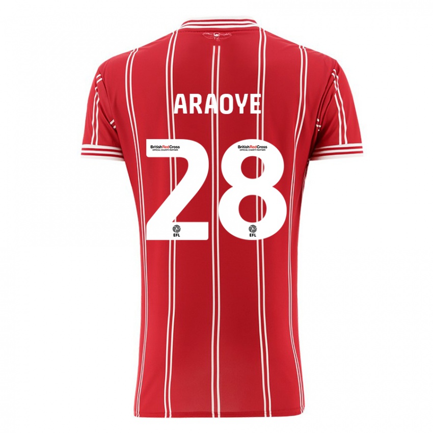 Mann Raphael Araoye #28 Rød Hjemmetrøye Drakt Trøye 2023/24 Skjorter T-Skjorte