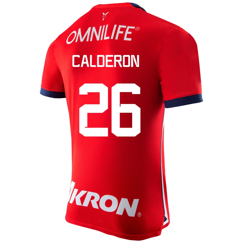 Mann Cristian Calderón #26 Rød Hjemmetrøye Drakt Trøye 2023/24 Skjorter T-Skjorte