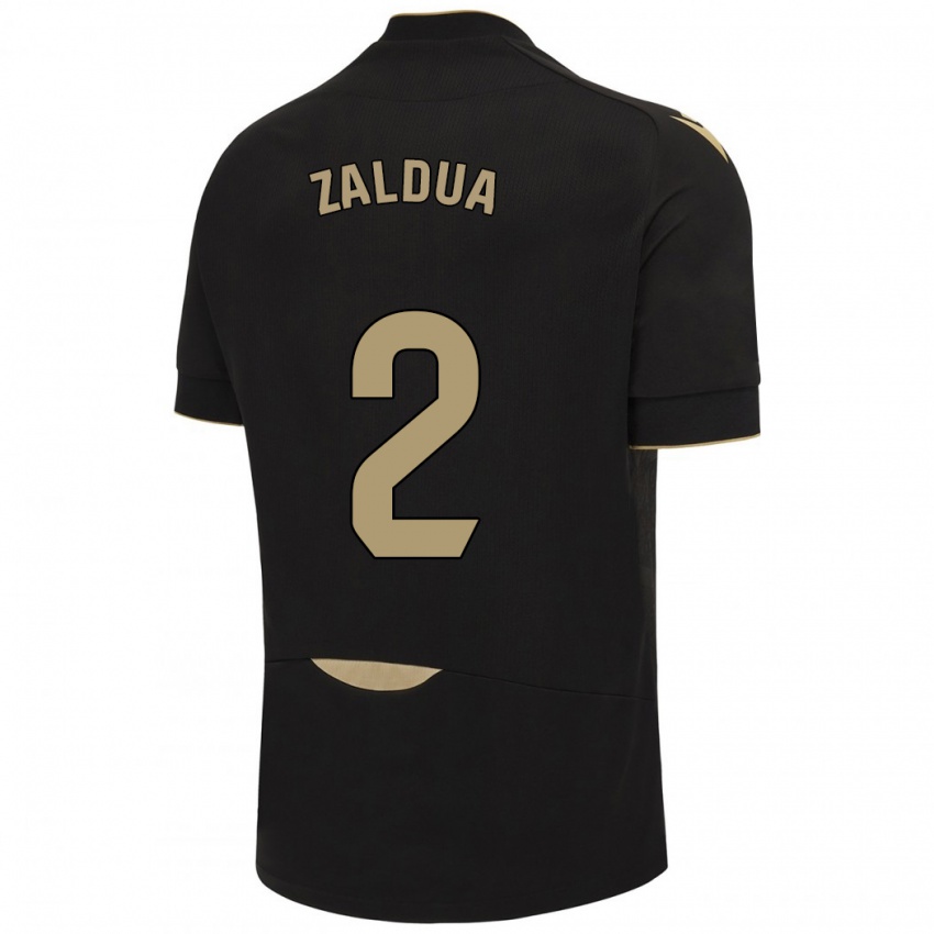 Mann Joseba Zaldua #2 Svart Bortetrøye Drakt Trøye 2023/24 Skjorter T-Skjorte