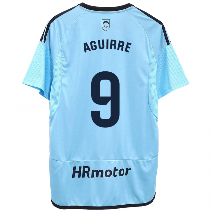 Mann Jorge Aguirre #9 Blå Bortetrøye Drakt Trøye 2023/24 Skjorter T-Skjorte