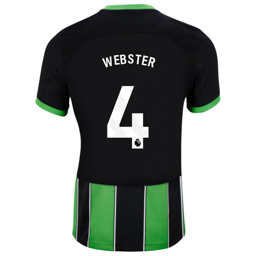 Mann Adam Webster #4 Svart Grønn Bortetrøye Drakt Trøye 2023/24 Skjorter T-Skjorte