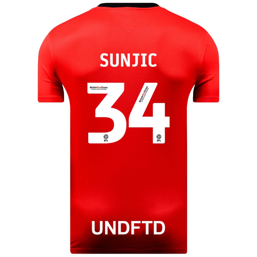 Mann Ivan Sunjic #34 Rød Bortetrøye Drakt Trøye 2023/24 Skjorter T-Skjorte