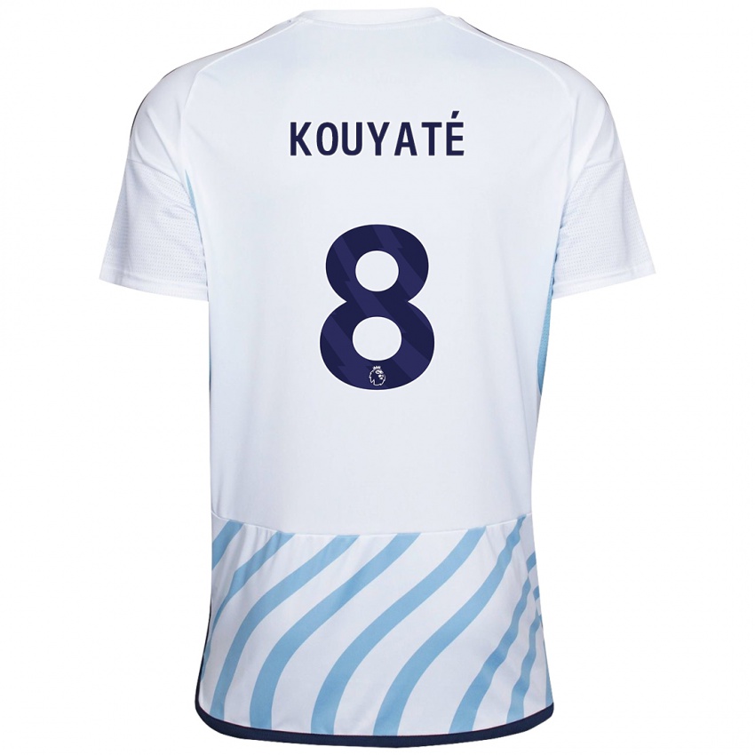 Mann Cheikhou Kouyate #8 Hvit Blå Bortetrøye Drakt Trøye 2023/24 Skjorter T-Skjorte