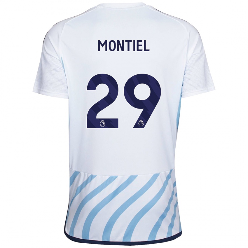 Mann Gonzalo Montiel #29 Hvit Blå Bortetrøye Drakt Trøye 2023/24 Skjorter T-Skjorte
