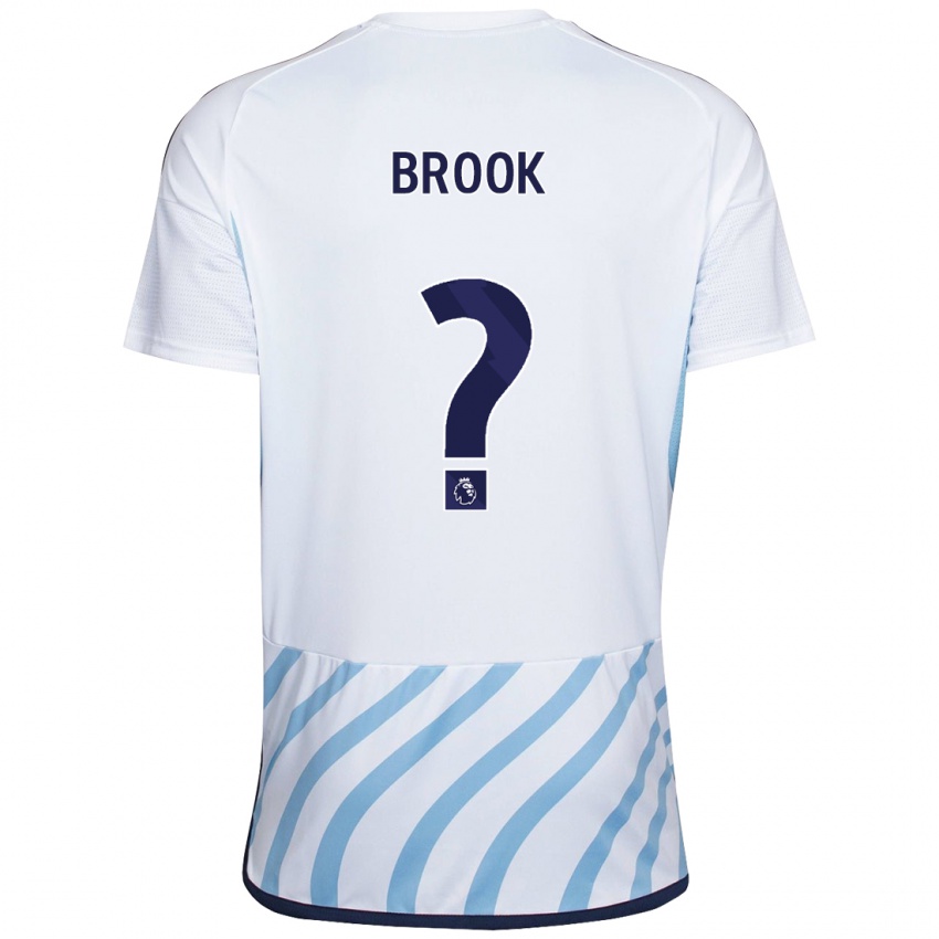 Mann Will Brook #0 Hvit Blå Bortetrøye Drakt Trøye 2023/24 Skjorter T-Skjorte