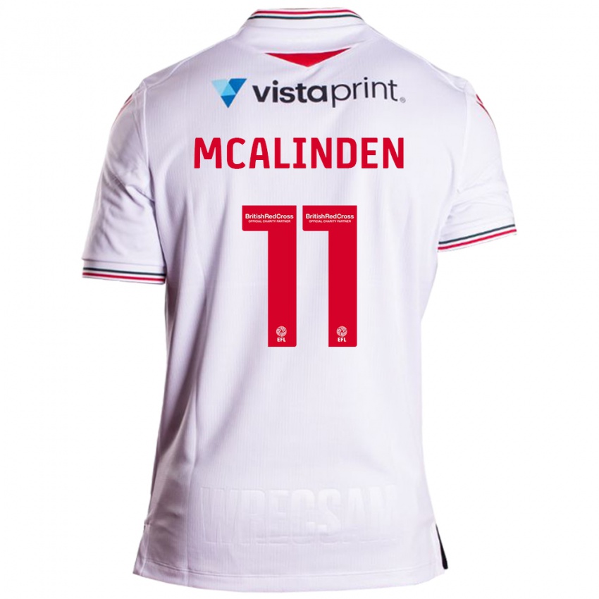 Mann Liam Mcalinden #11 Hvit Bortetrøye Drakt Trøye 2023/24 Skjorter T-Skjorte