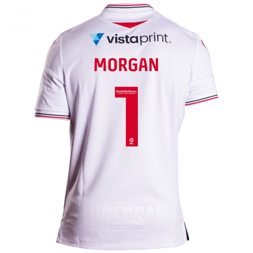Mann Delyth Morgan #1 Hvit Bortetrøye Drakt Trøye 2023/24 Skjorter T-Skjorte