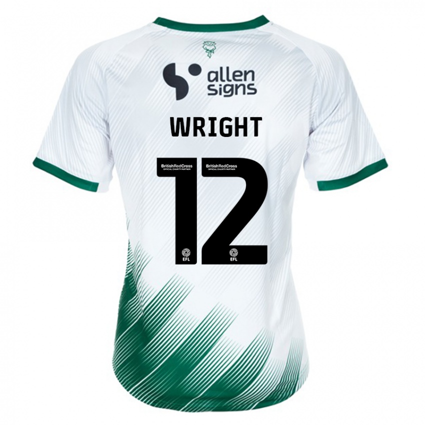 Mann Jordan Wright #12 Hvit Bortetrøye Drakt Trøye 2023/24 Skjorter T-Skjorte