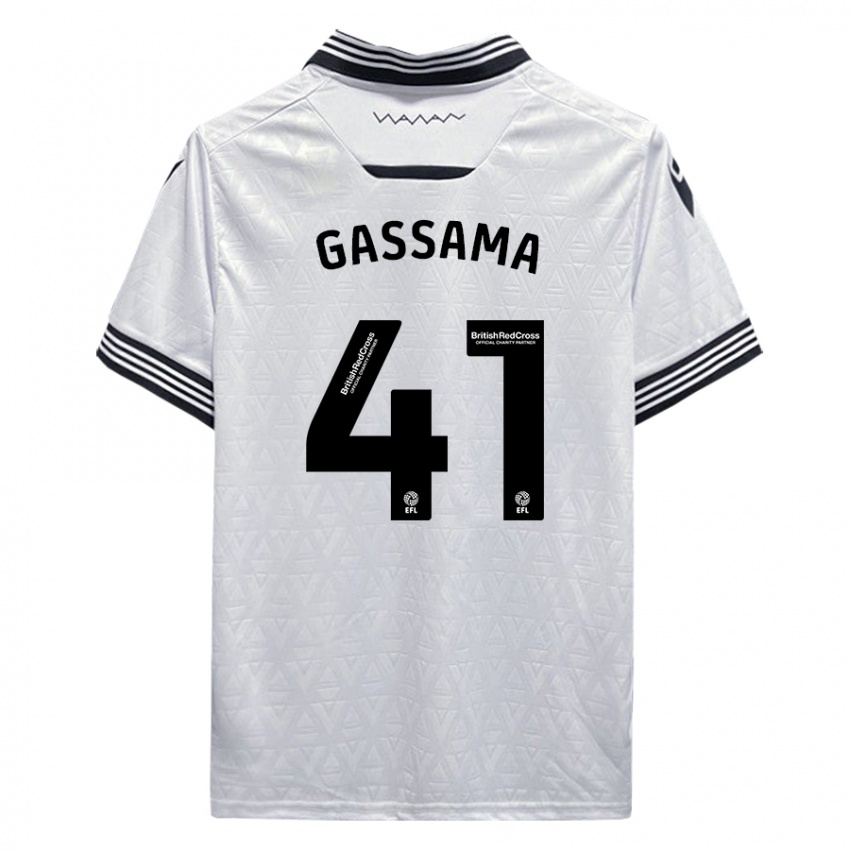Mann Djeidi Gassama #41 Hvit Bortetrøye Drakt Trøye 2023/24 Skjorter T-Skjorte