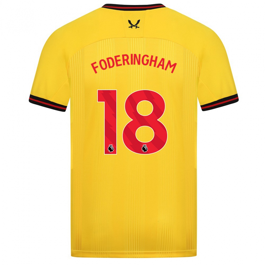 Mann Wes Foderingham #18 Gul Bortetrøye Drakt Trøye 2023/24 Skjorter T-Skjorte