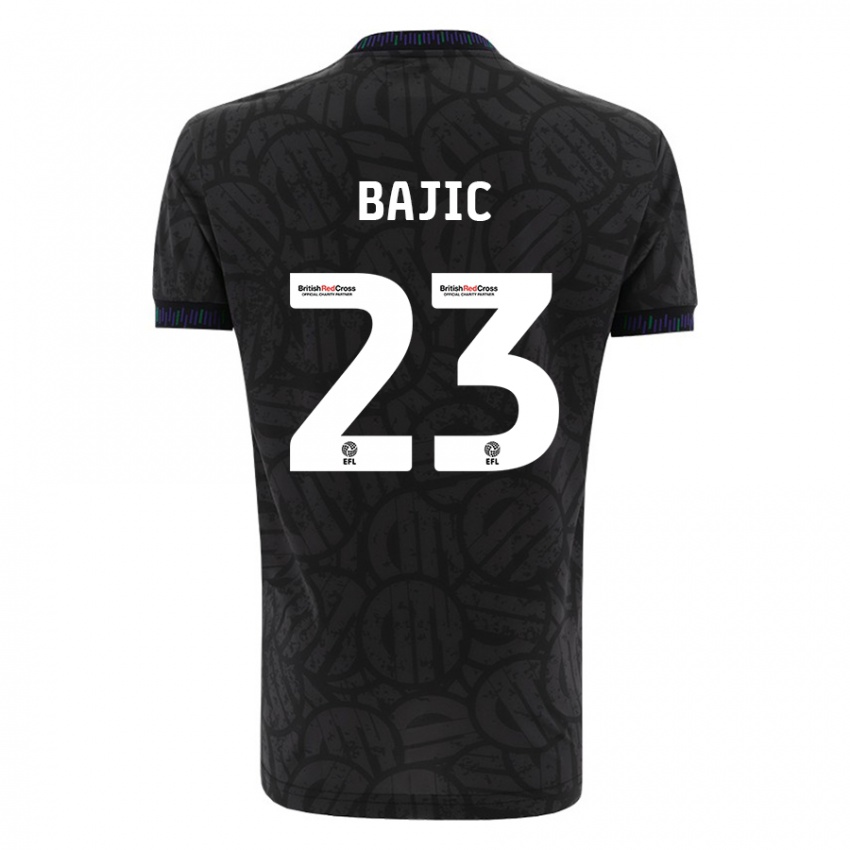 Mann Stefan Bajic #23 Svart Bortetrøye Drakt Trøye 2023/24 Skjorter T-Skjorte