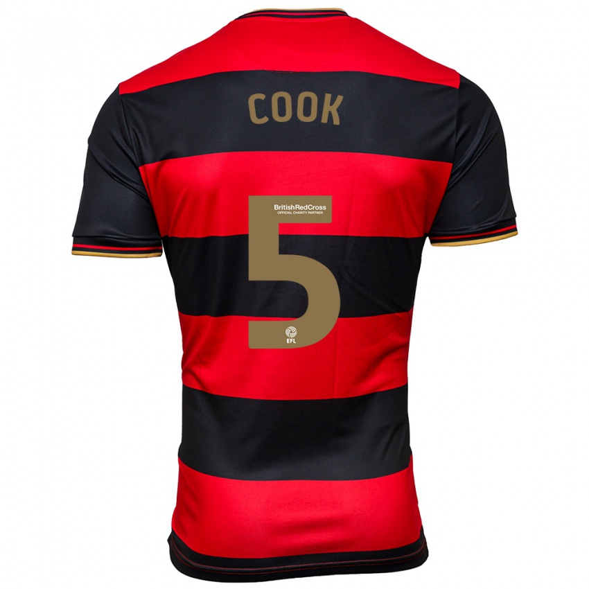 Mann Steve Cook #5 Svart, Rød Bortetrøye Drakt Trøye 2023/24 Skjorter T-Skjorte