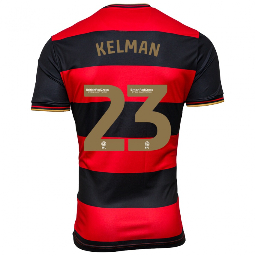 Mann Charlie Kelman #23 Svart, Rød Bortetrøye Drakt Trøye 2023/24 Skjorter T-Skjorte