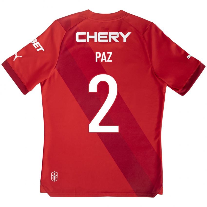 Mann Nehuen Paz #2 Rød Bortetrøye Drakt Trøye 2023/24 Skjorter T-Skjorte