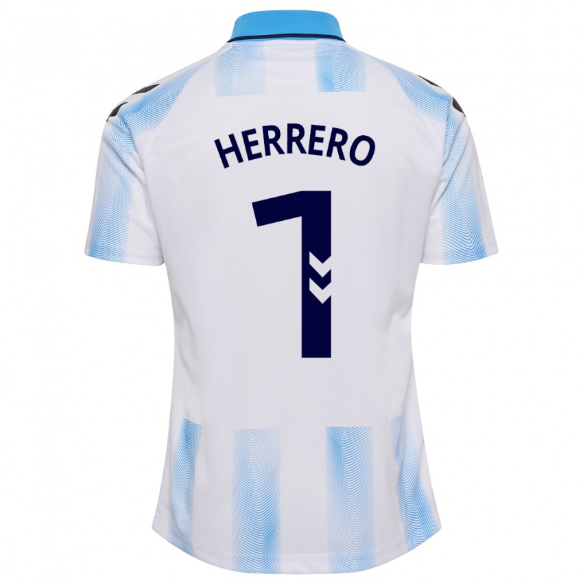 Dame Alfonso Herrero #1 Hvit Blå Hjemmetrøye Drakt Trøye 2023/24 Skjorter T-Skjorte