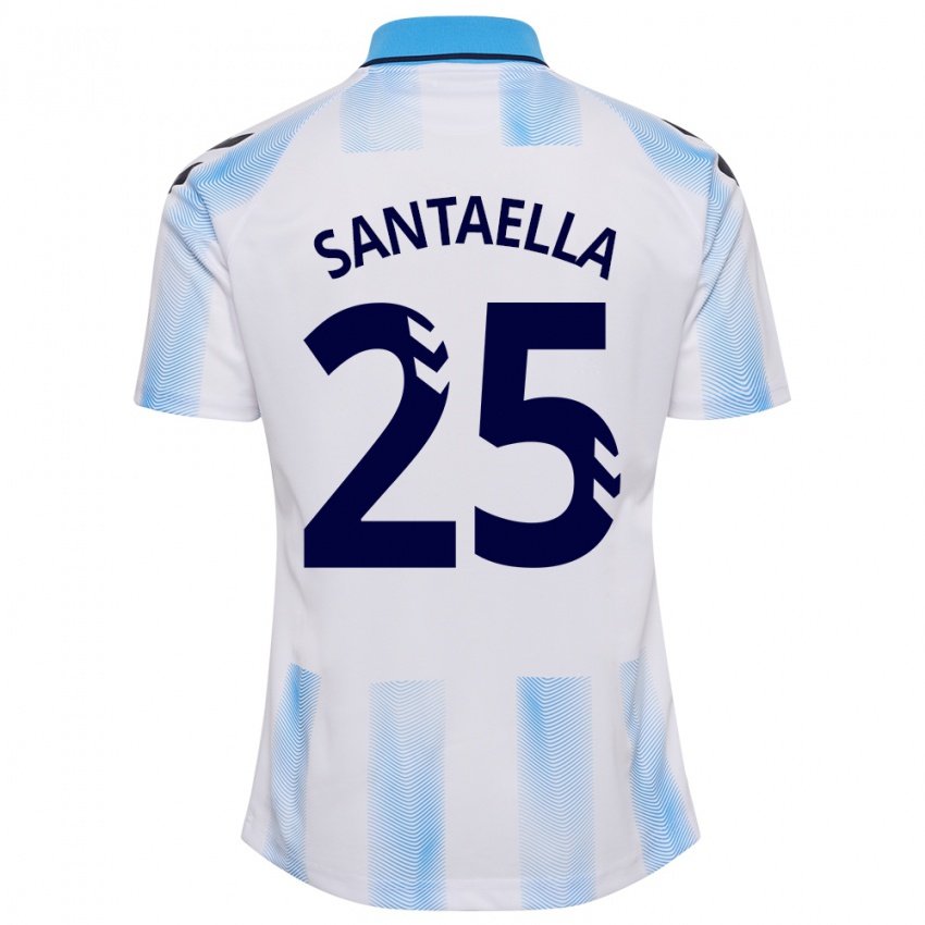 Dame Miguel Ángel Santaella #25 Hvit Blå Hjemmetrøye Drakt Trøye 2023/24 Skjorter T-Skjorte