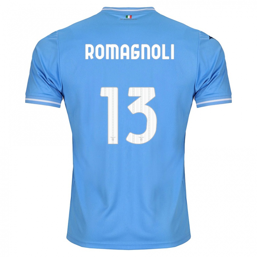 Dame Alessio Romagnoli #13 Blå Hjemmetrøye Drakt Trøye 2023/24 Skjorter T-Skjorte
