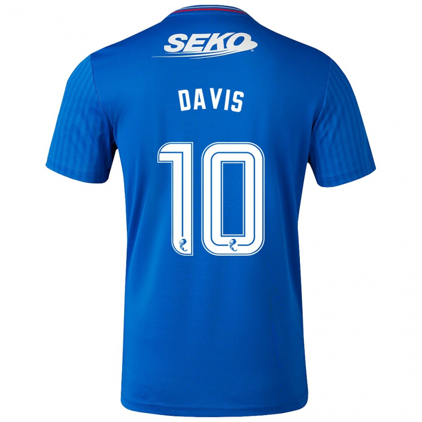 Dame Steven Davis #10 Blå Hjemmetrøye Drakt Trøye 2023/24 Skjorter T-Skjorte