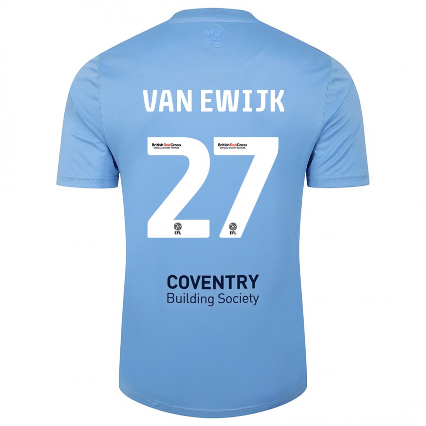Dame Milan Van Ewijk #27 Himmelblå Hjemmetrøye Drakt Trøye 2023/24 Skjorter T-Skjorte