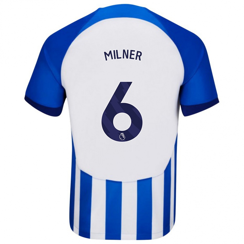 Dame James Milner #6 Blå Hjemmetrøye Drakt Trøye 2023/24 Skjorter T-Skjorte