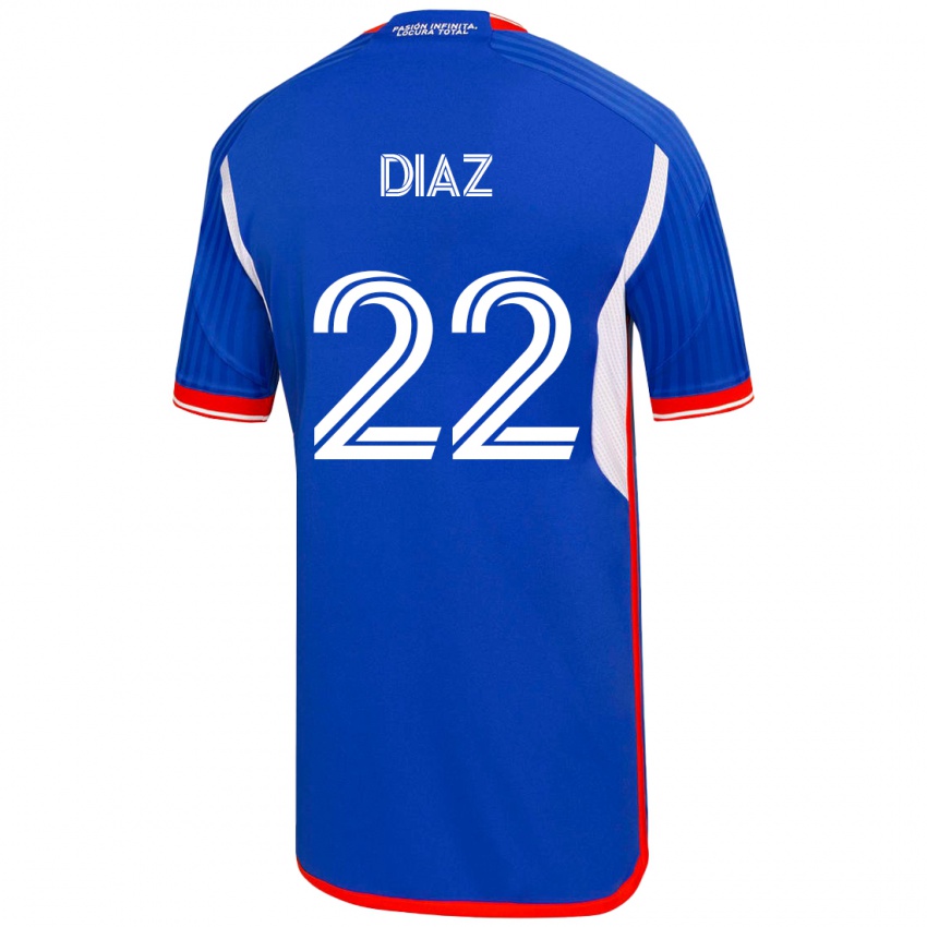 Dame Valentina Díaz #22 Blå Hjemmetrøye Drakt Trøye 2023/24 Skjorter T-Skjorte