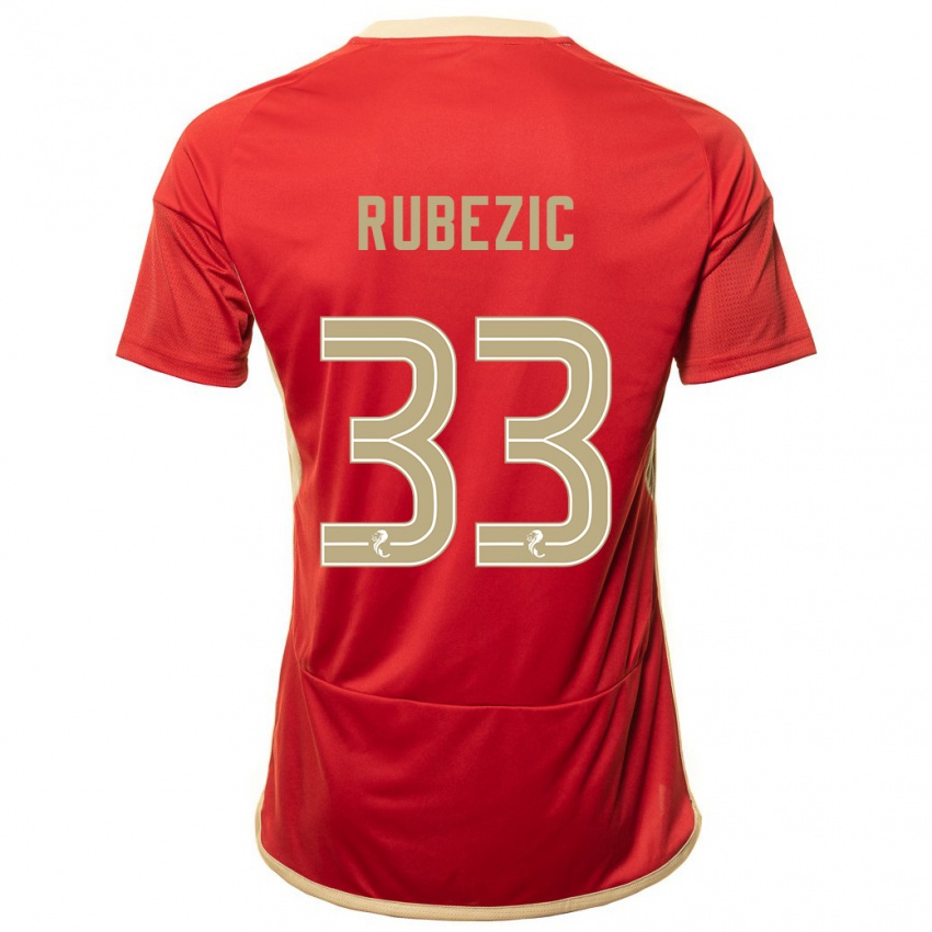 Dame Slobodan Rubezic #33 Rød Hjemmetrøye Drakt Trøye 2023/24 Skjorter T-Skjorte