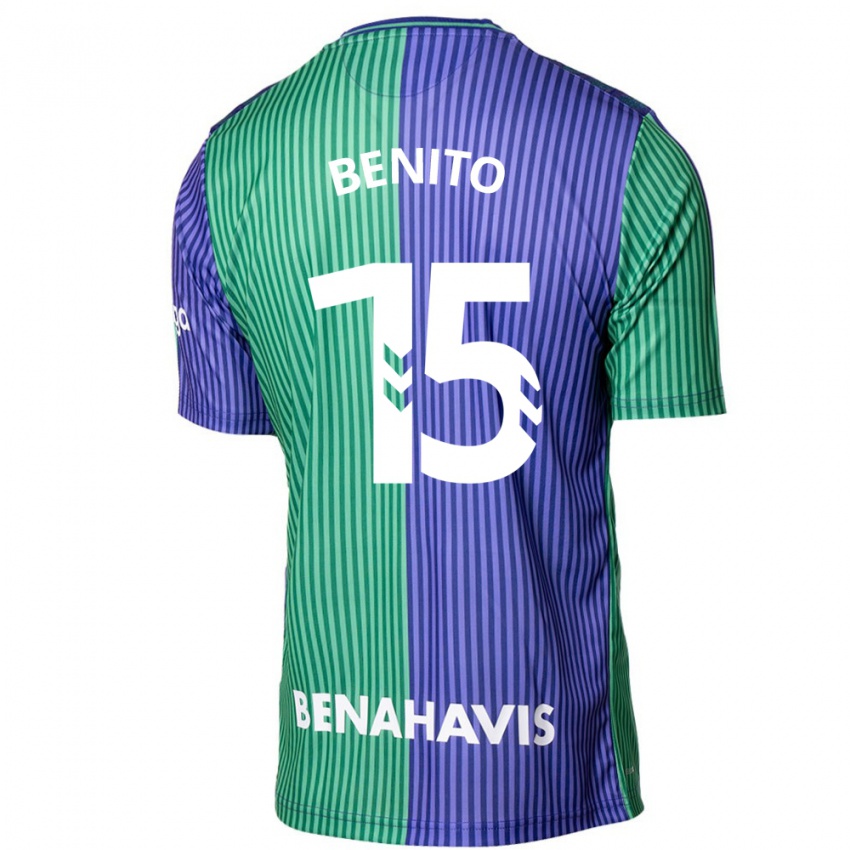 Dame Iván Benito #15 Grønnblå Bortetrøye Drakt Trøye 2023/24 Skjorter T-Skjorte