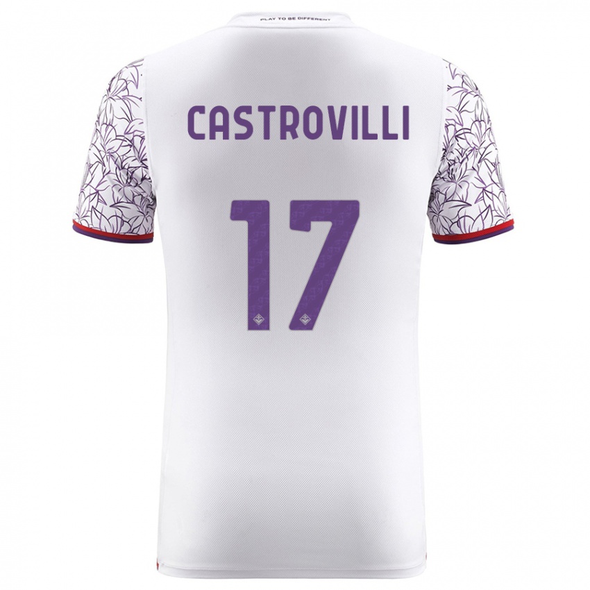 Dame Gaetano Castrovilli #17 Hvit Bortetrøye Drakt Trøye 2023/24 Skjorter T-Skjorte