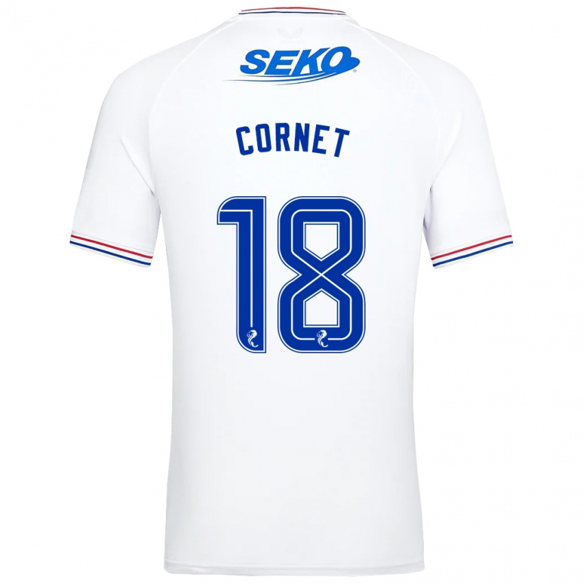 Dame Chelsea Cornet #18 Hvit Bortetrøye Drakt Trøye 2023/24 Skjorter T-Skjorte