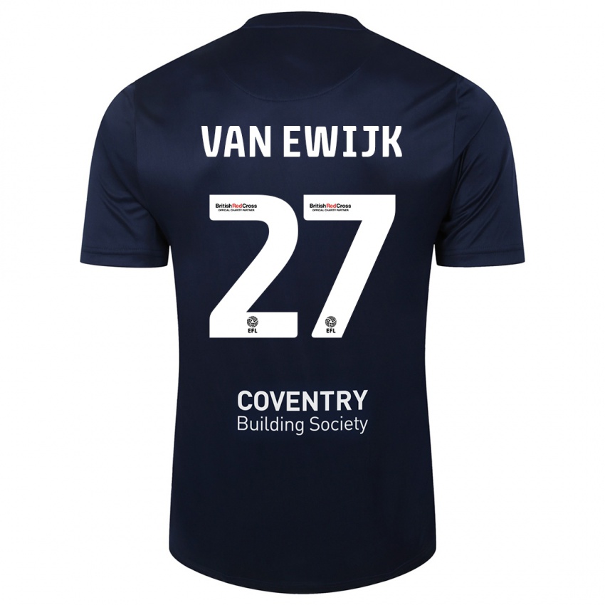Dame Milan Van Ewijk #27 Rød Marine Bortetrøye Drakt Trøye 2023/24 Skjorter T-Skjorte