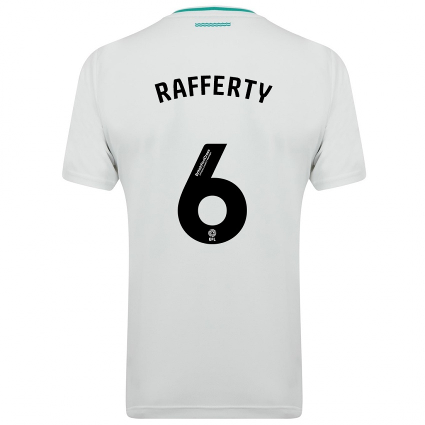 Dame Laura Rafferty #6 Hvit Bortetrøye Drakt Trøye 2023/24 Skjorter T-Skjorte