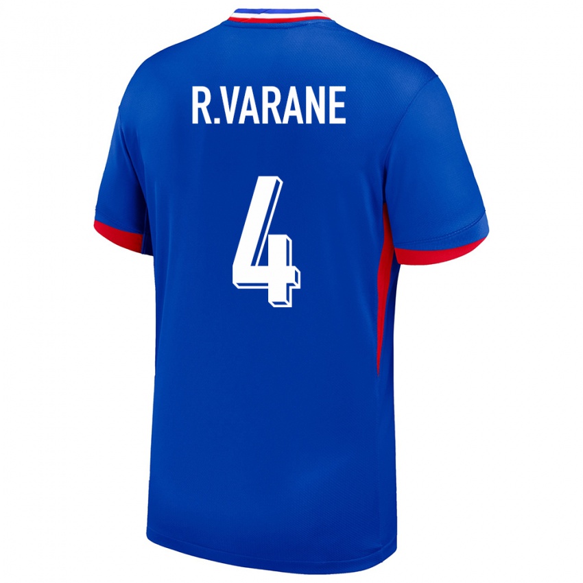 Barn Frankrike Raphael Varane #4 Blå Hjemmetrøye Drakt Trøye 24-26 Skjorter T-Skjorte