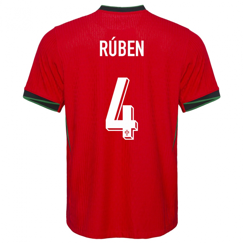Barn Portugal Ruben Dias #4 Rød Hjemmetrøye Drakt Trøye 24-26 Skjorter T-Skjorte
