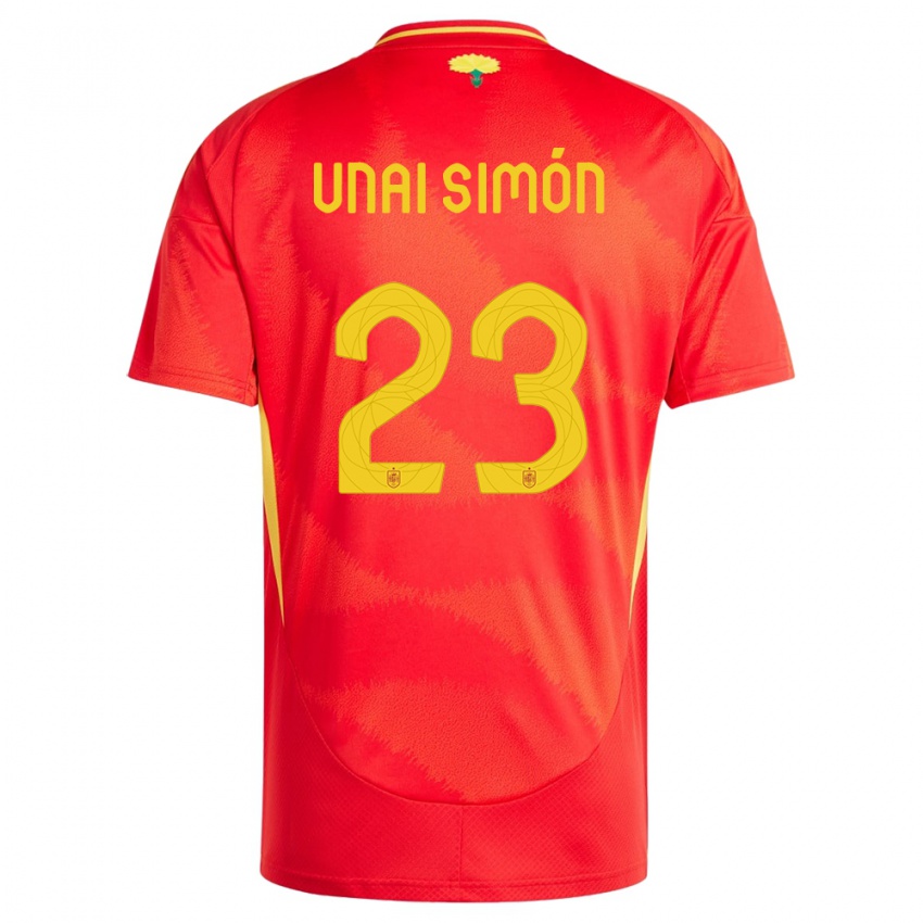 Barn Spania Unai Simon #23 Rød Hjemmetrøye Drakt Trøye 24-26 Skjorter T-Skjorte