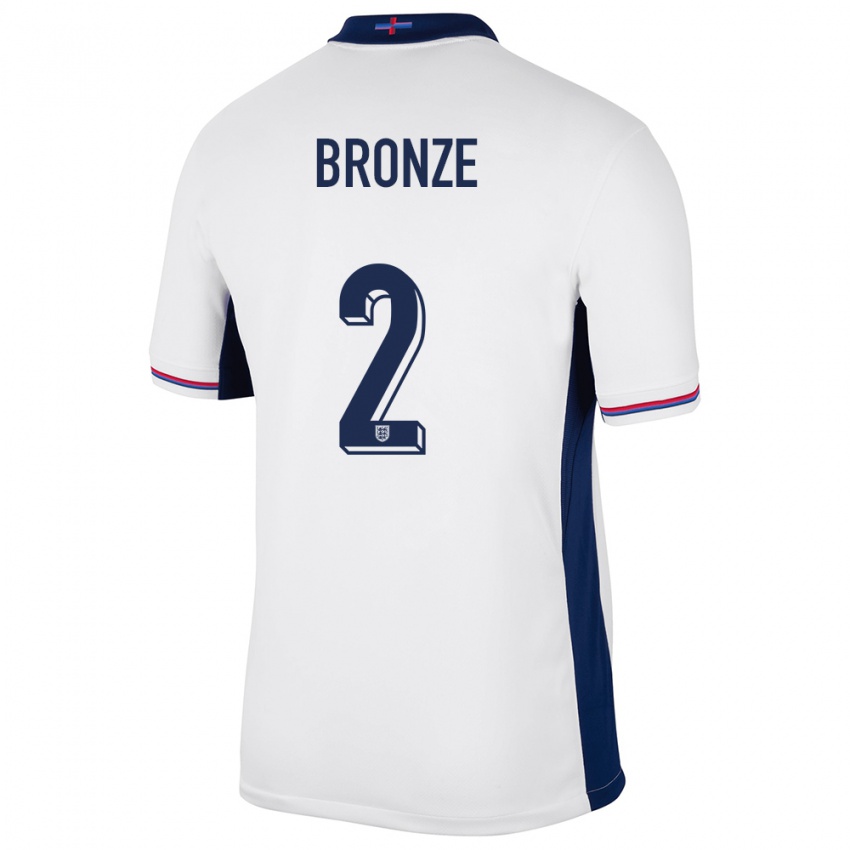 Barn England Lucy Bronze #2 Hvit Hjemmetrøye Drakt Trøye 24-26 Skjorter T-Skjorte