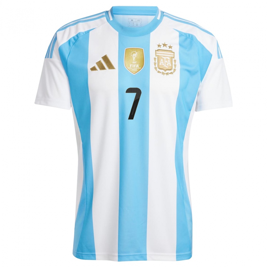 Barn Argentina Romina Nunez #7 Hvit Blå Hjemmetrøye Drakt Trøye 24-26 Skjorter T-Skjorte