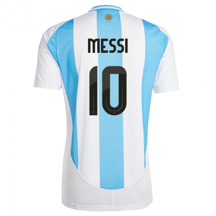 Barn Argentina Lionel Messi #10 Hvit Blå Hjemmetrøye Drakt Trøye 24-26 Skjorter T-Skjorte