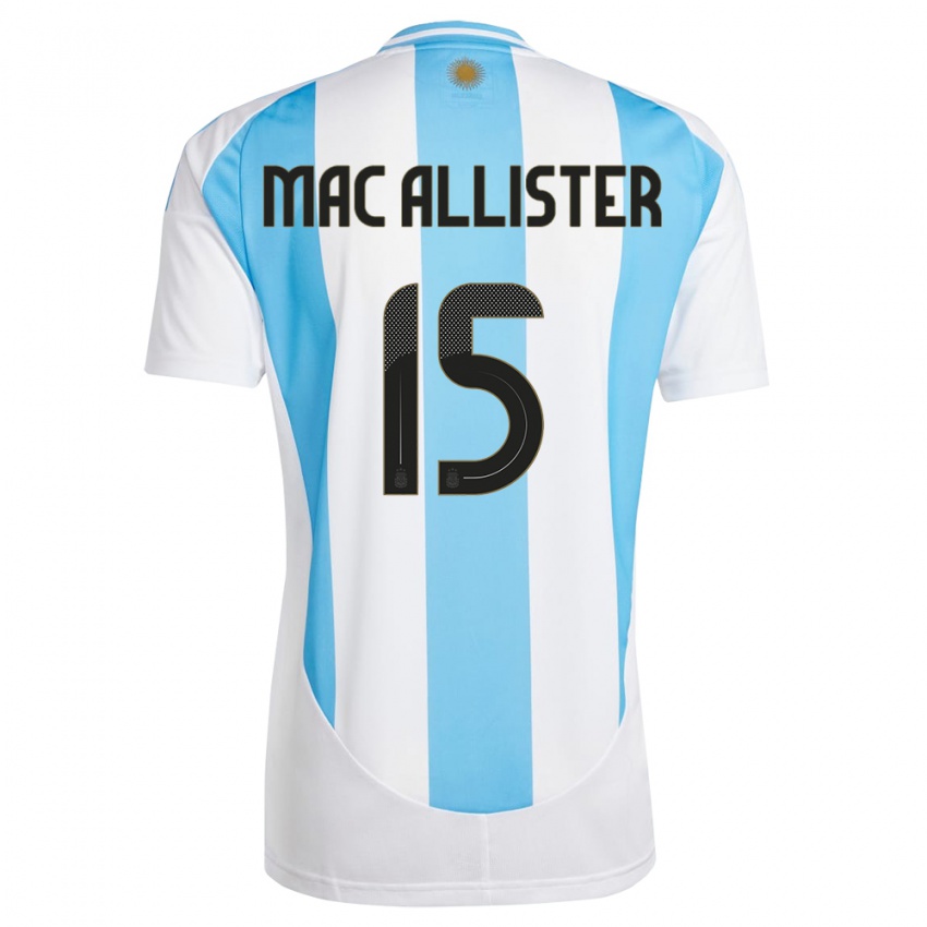 Barn Argentina Alexis Mac Allister #15 Hvit Blå Hjemmetrøye Drakt Trøye 24-26 Skjorter T-Skjorte