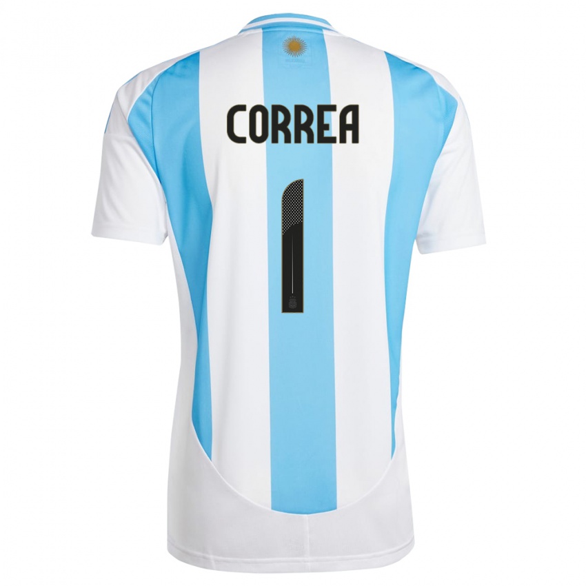 Barn Argentina Vanina Correa #1 Hvit Blå Hjemmetrøye Drakt Trøye 24-26 Skjorter T-Skjorte