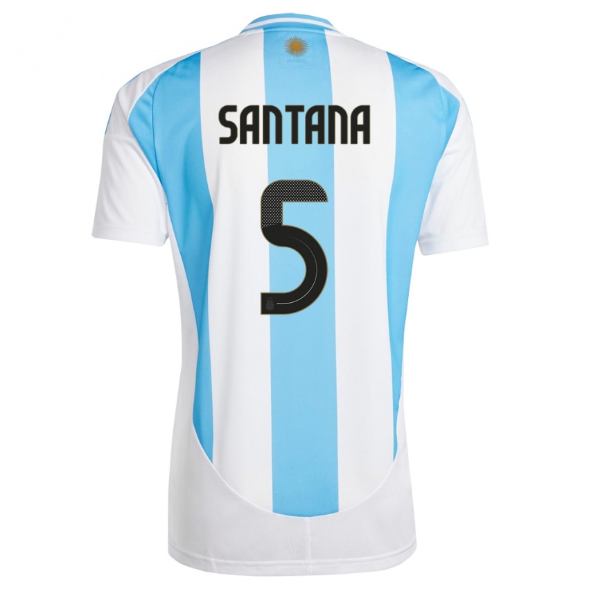 Barn Argentina Vanesa Santana #5 Hvit Blå Hjemmetrøye Drakt Trøye 24-26 Skjorter T-Skjorte