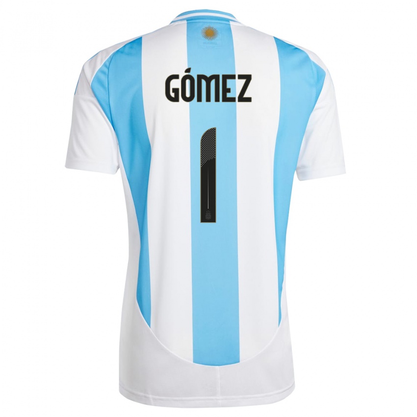 Barn Argentina Francisco Gomez #1 Hvit Blå Hjemmetrøye Drakt Trøye 24-26 Skjorter T-Skjorte