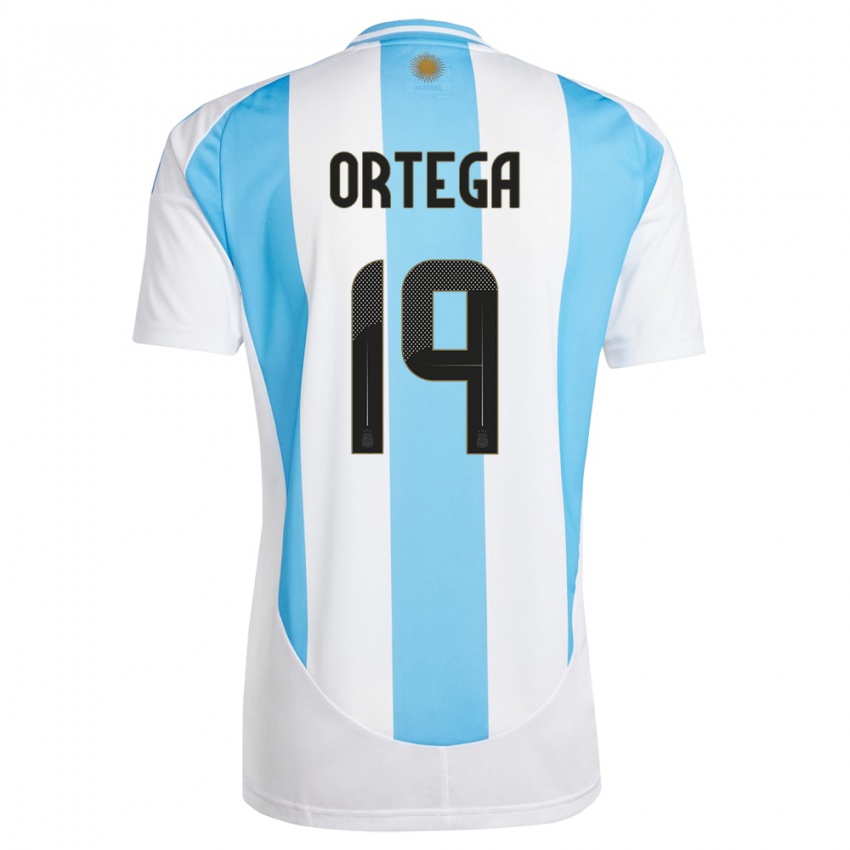 Barn Argentina Francisco Ortega #19 Hvit Blå Hjemmetrøye Drakt Trøye 24-26 Skjorter T-Skjorte