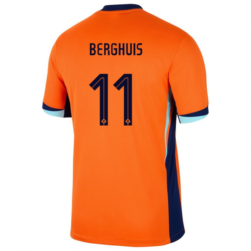 Barn Nederland Steven Berghuis #11 Oransje Hjemmetrøye Drakt Trøye 24-26 Skjorter T-Skjorte